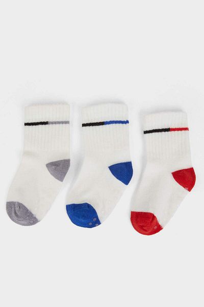 DeFacto Baby Boy Anti-Slip Sole 3-Piece Cotton Long Socks E5017A5Ns