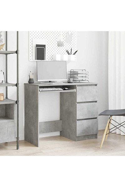 vidaxl Desk Concrete Grey 90x45x76 cm Engineered Wood