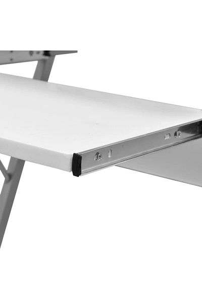vidaxl Compact Computer Desk with Pull-out Keyboard Tray White