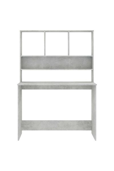 vidaxl Desk with Shelf Concrete Grey 110x45x157 cm Engineered Wood