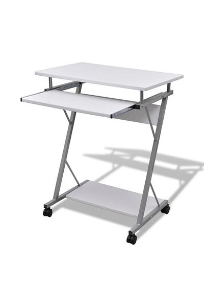 vidaxl Compact Computer Desk with Pull-out Keyboard Tray White