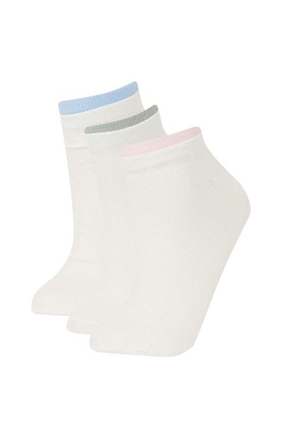 DeFacto Women's 3-Piece Cotton Booties Socks E2096Axns