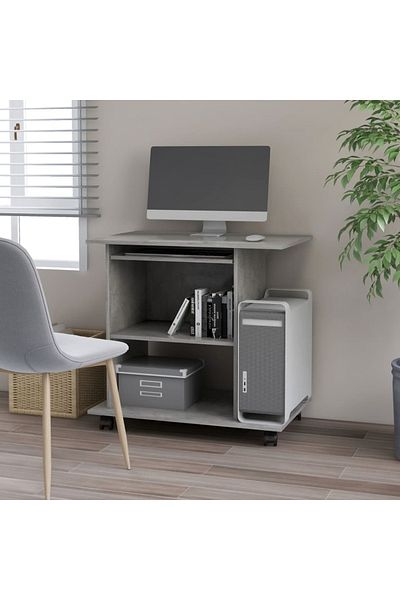 vidaxl Computer Desk Concrete Grey 80x50x75 cm Engineered Wood