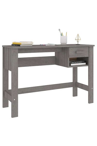 vidaxl Desk HAMAR Light Grey 110x40x75 cm Solid Wood Pine