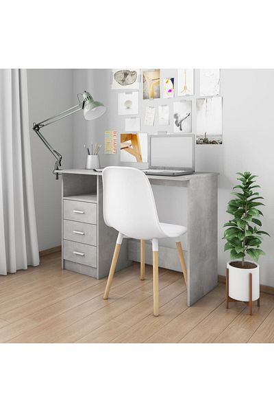 vidaxl Desk with Drawers Concrete Grey 110x50x76 cm Engineered Wood