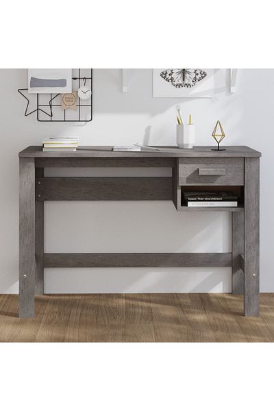 vidaxl Desk HAMAR Light Grey 110x40x75 cm Solid Wood Pine