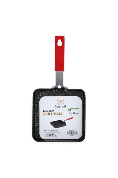 Generic PARFAIT Eco Friendly Aluminum Mini Square Non Stick Grill Pan Black 12 x 12cm HMG-02