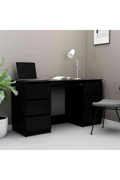 vidaxl Writing Desk Black 140x50x77 cm Engineered Wood