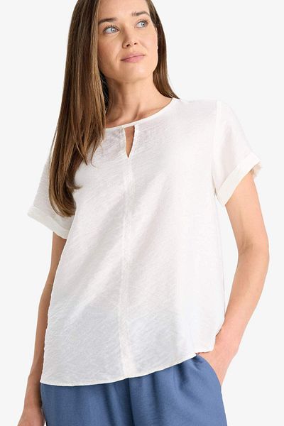 DeFacto Regular Fit Round Neck Short Sleeve Blouse C8831Ax25Sm