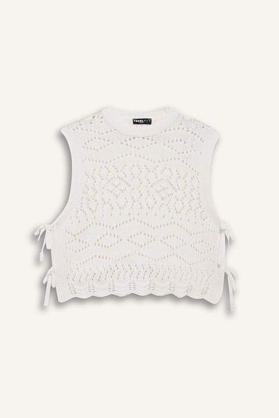 DeFacto Coool Slim Fit Slim Fit Crew Neck Side Lace Crochet Sweater F4008Ax25Sm