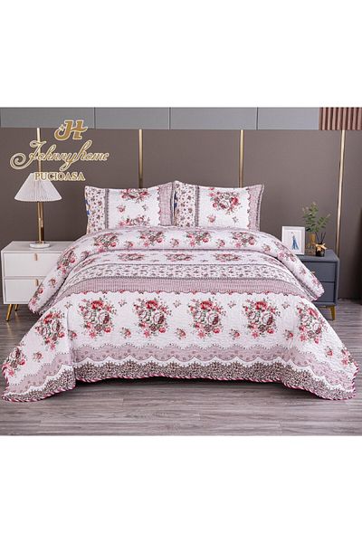 OEM Double bedspread with TWO-SIDED pattern, quilted, Satin Cotton, V9A