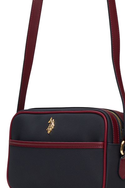 U.S. Polo Assn. حقيبة ماسنجر نسائية باللون الأزرق الداكن والأحمر كلاريت Us25663