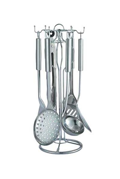 HALAMODO 6-Piece Cooking Tool Set With Stand Silver 16x16x41centimeter