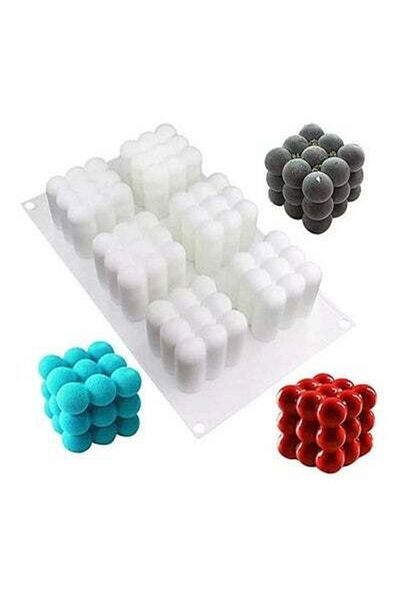 HALAMODO 3D Rubik Cube Fondant Silicone Mousse Cake Mold White 29.5 x 17.2 x 6cm