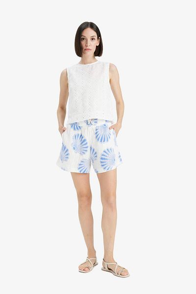 DeFacto Regular Fit Crew Neck Brode Sleeveless Blouse F6316Ax25Sm