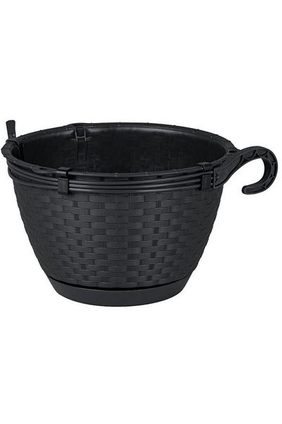 Generic أصيص زهور دائري بلاستيكي معلق من بروسبيربلاست راتولا، لون أنثراسيت، سعة 4.85 لتر