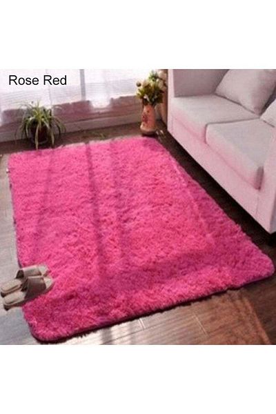 Generic Bluelans Anti-Skid Soft Area Rug Rose Red 40x60cm