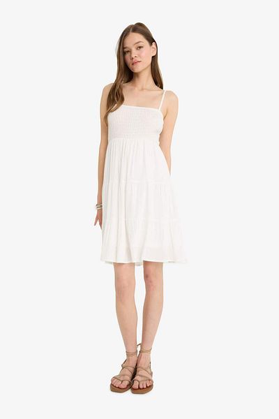 DeFacto Cool Strap Crinkle Fabric Mini Dress F7225Ax25Sm