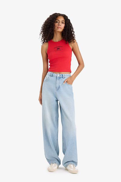 DeFacto Slim Fit Slim Fit Printed Halter Neck Ribbed Camisole Undershirt F6238Ax25Hs