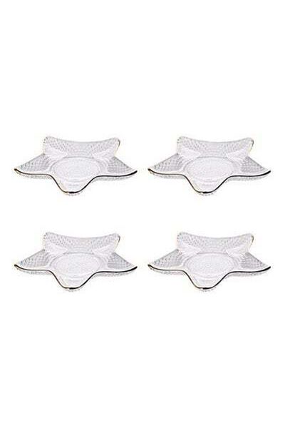 HALAMODO 4-Piece Glass Serving Plates Clear 15.5x7x1.5cm