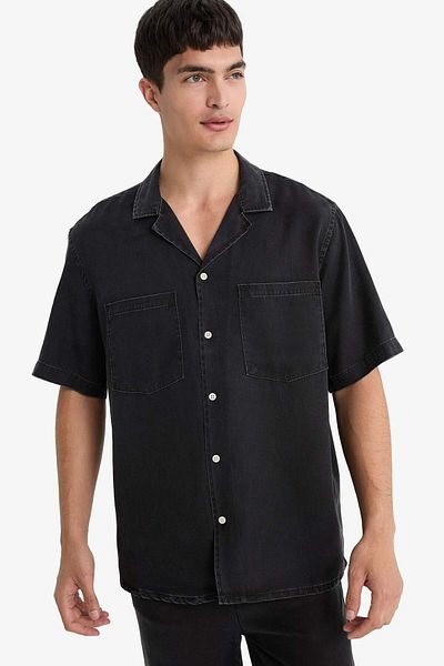 DeFacto Relax Fit Cotton Fabric Short Sleeve Shirt E1387Ax25Sm