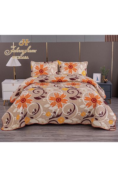 OEM Double bedspread with TWO-SIDED pattern, quilted, Satin Cotton, V8A