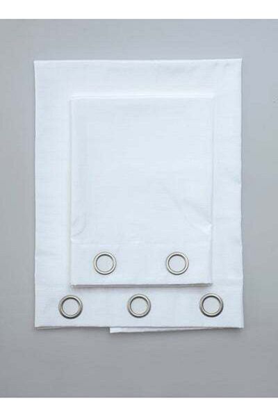 HALAMODO Satin Feel Window Curtain Pair With Eyelet White 135 x 240cm
