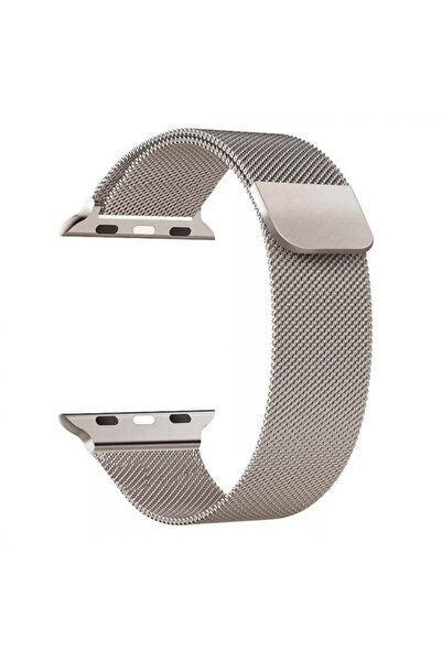 OEM Curea Milanese compatibilă cu Apple Watch 38/40/41 mm, reglabilă, încuietoare magnetică, Starlight