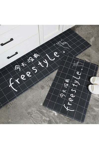 HALAMODO Living Room Rectangle Floor Mat Black 45x120cm