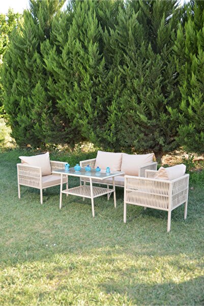 UYSALGARDEN Kuzey İkli Bahçe Balkon Oturma Takımı Krem