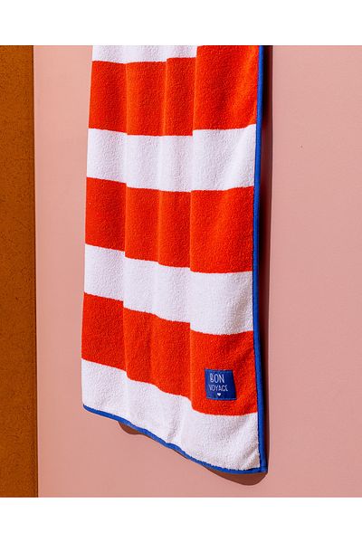Madame Coco Biasse 100% Cotton Beach Towel - White/Orange - 70X150 cm