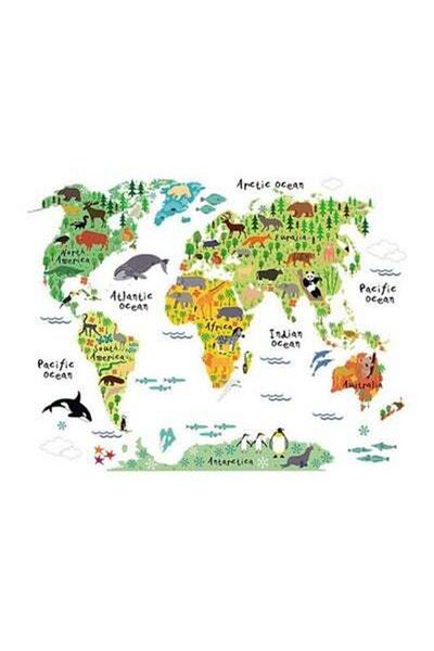 HALAMODO Animal World Map Wall Sticker Multicolour 900x2x600mm