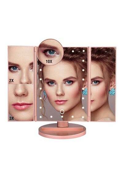 HALAMODO LED Touch Screen Magnifying Vanity Makeup Mirror Rose Gold 30*20centimeter