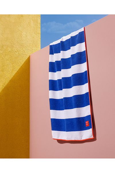 Madame Coco Biasse 100% Cotton Beach Towel - White/Blue - 70X150 cm