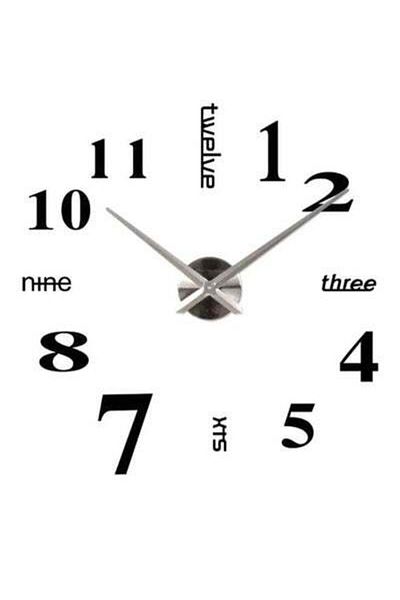 HALAMODO Decorative 3D Mirror Wall Clock Black 50 x 70cm