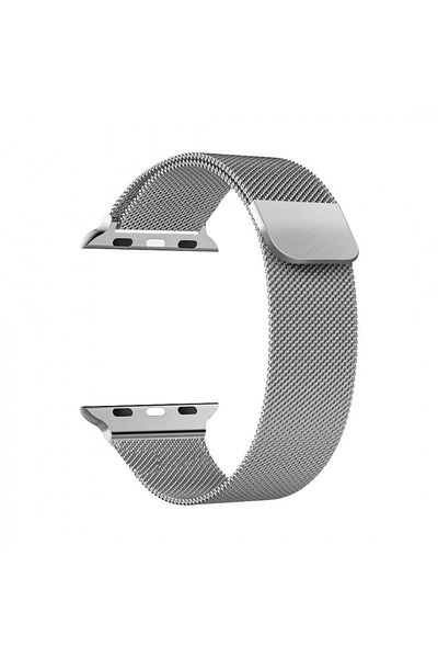 OEM Curea Milanese compatibilă cu Apple Watch 38/40/41 mm, reglabilă, cataramă magnetică, argintie