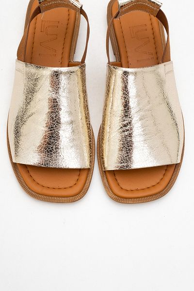 LuviShoes Sandale de damă FUELA Gold din piele naturală elastică