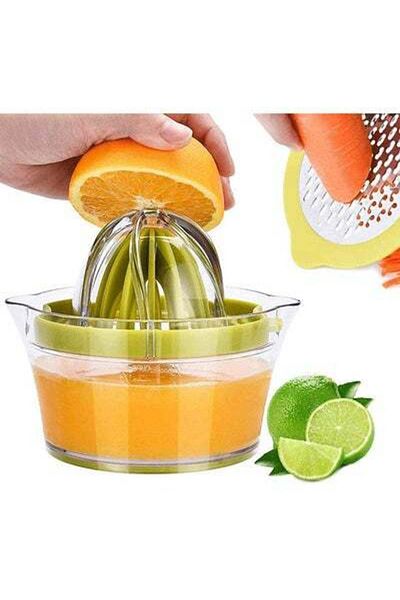 HALAMODO Citrus Lemon Orange Juicer Manual Hand Squeezer with Built-in Measuring Cup and Grater, 12OZ, Green