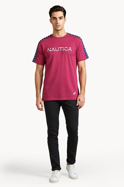 Nautica Logo Regular Fit Premium Cotton Crew Neck T-shirt