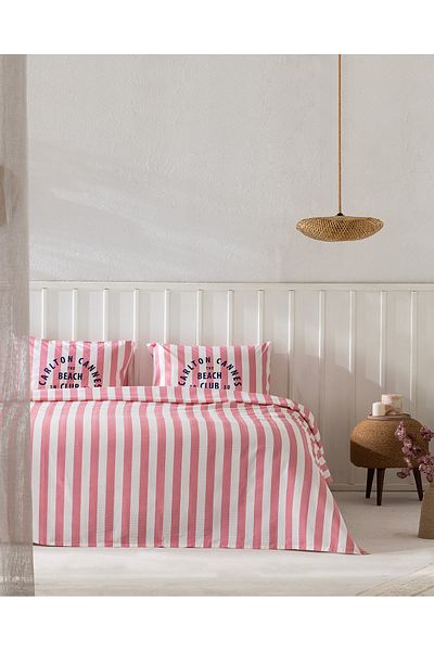 Madame Coco Coralie Double 100% Cotton Karde Printed Pique Set - Pink