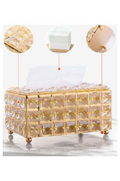 HALAMODO Crystal Tissue Box Artificial Paper Rack Holder Home Decor Clear 19 x 11 x 10cm
