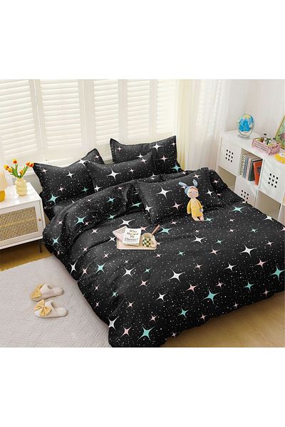 CHIRASO CHIRASO 4-Piece Bedding Set, Satin Cotton, Fitted Sheet 180x200 cm, 2 Pillowcases