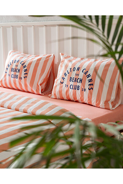 Madame Coco Coralie Double 100% Cotton Karde Printed Pique Set - Orange