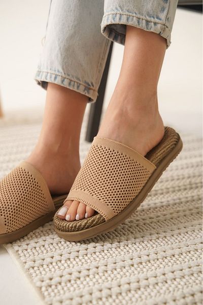 kismet kundura Beige Slippers with Braids