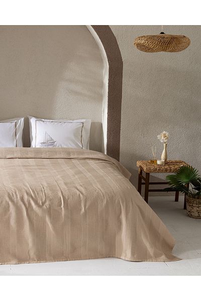 Madame Coco Mathilda Double Cotton Ecocell Plain Pique Set - Beige