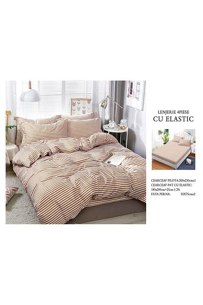 CHIRASO CHIRASO 4-Piece Bedding Set, Satin Cotton, Fitted Sheet 180x200 cm, 2 Pillowcases
