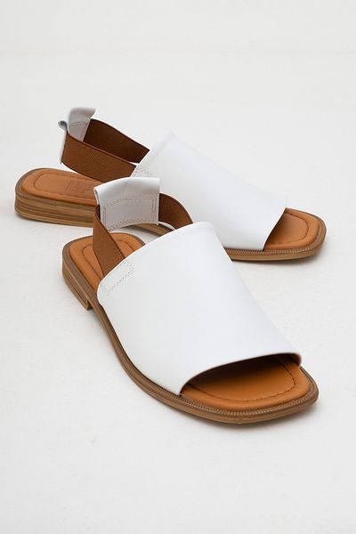 LuviShoes Fuela White Genuine Leather Elastic Women's Sandals