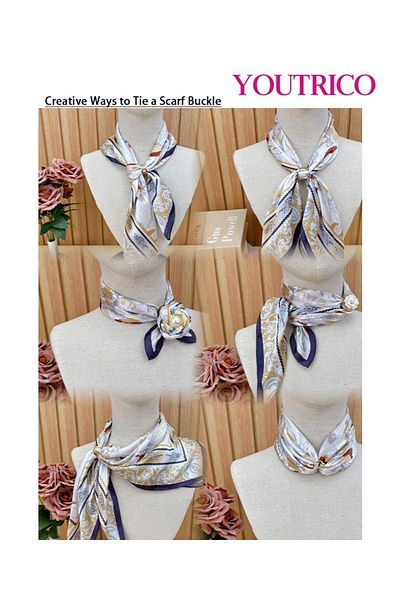 Youtrico British Round Tile Silk Scarf Buckle - Classic Elegant Accessory for Women