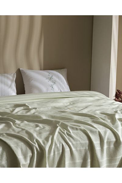 Madame Coco Mathilda Double 100% Cotton Karde Plain Pique Set - Mint Green