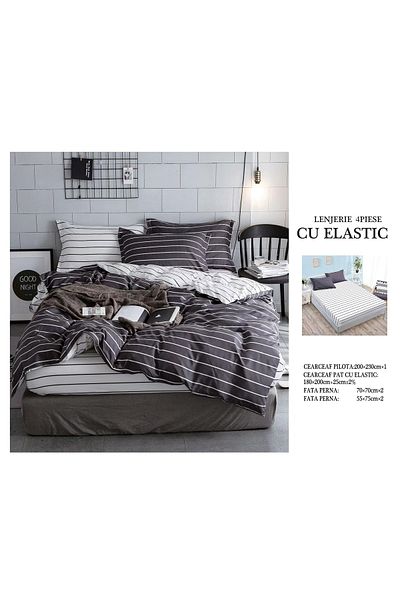 CHIRASO CHIRASO 4-Piece Bedding Set, Satin Cotton, Fitted Sheet 180x200 cm, 2 Pillowcases